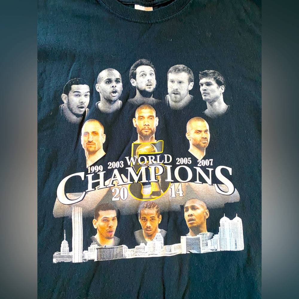 2014 San Antonio Spurs 5x Time Champions Champs Tee T Shirt Size 2XL Black NBA